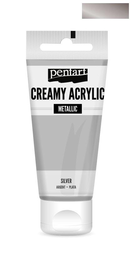 Pentart Creamy Acrylic metallic 60ml - Rokoko silber - Bastelschachtel