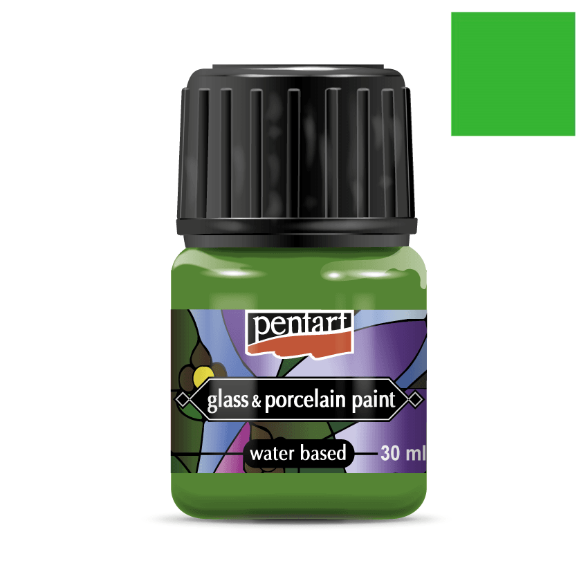 Pentart Glas- und Porzellanfarbe 30ml - apfelgrün - Bastelschachtel - Pentart Glas- und Porzellanfarbe 30ml - apfelgrün
