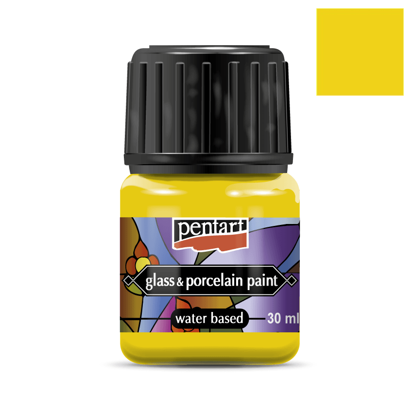 Pentart Glas- und Porzellanfarbe 30ml - gelb - Bastelschachtel - Pentart Glas- und Porzellanfarbe 30ml - gelb