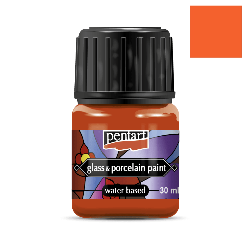 Pentart Glas- und Porzellanfarbe 30ml - orange - Bastelschachtel - Pentart Glas- und Porzellanfarbe 30ml - orange