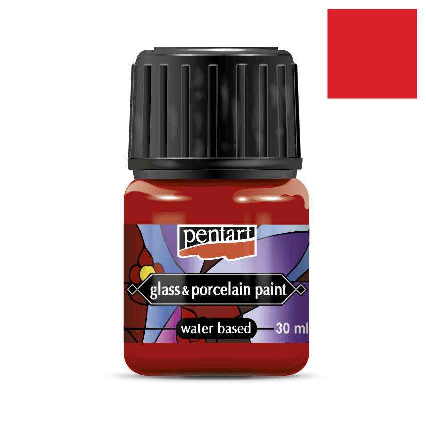 Pentart Glas- und Porzellanfarbe 30ml - rot - Bastelschachtel - Pentart Glas- und Porzellanfarbe 30ml - rot