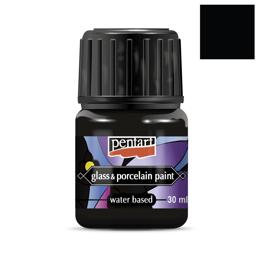 Pentart Glas- und Porzellanfarbe 30ml - schwarz (deckend) - Bastelschachtel - Pentart Glas- und Porzellanfarbe 30ml - schwarz (deckend)