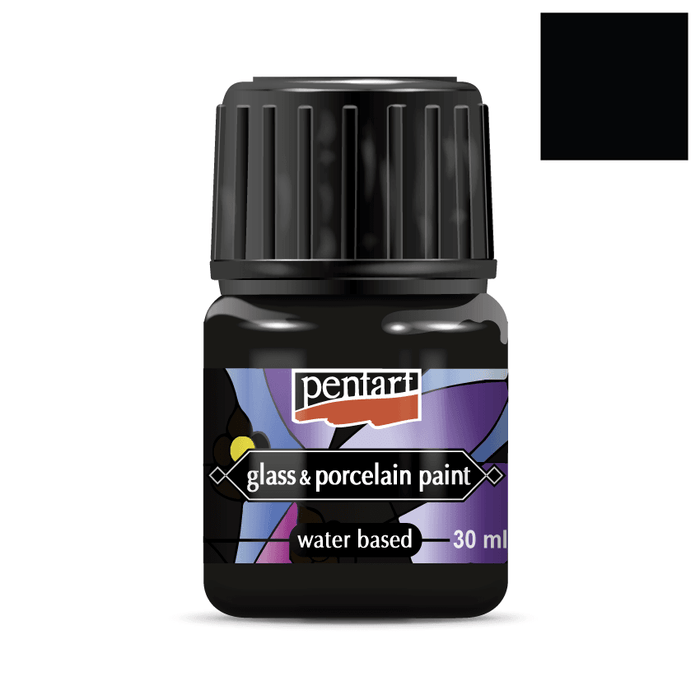 Pentart Glas- und Porzellanfarbe 30ml - schwarz (deckend)
