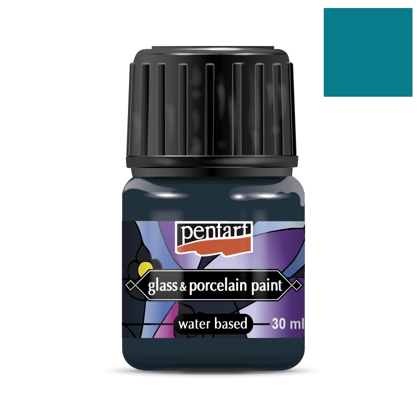 Pentart Glas- und Porzellanfarbe 30ml - türkisblau - Bastelschachtel - Pentart Glas- und Porzellanfarbe 30ml - türkisblau