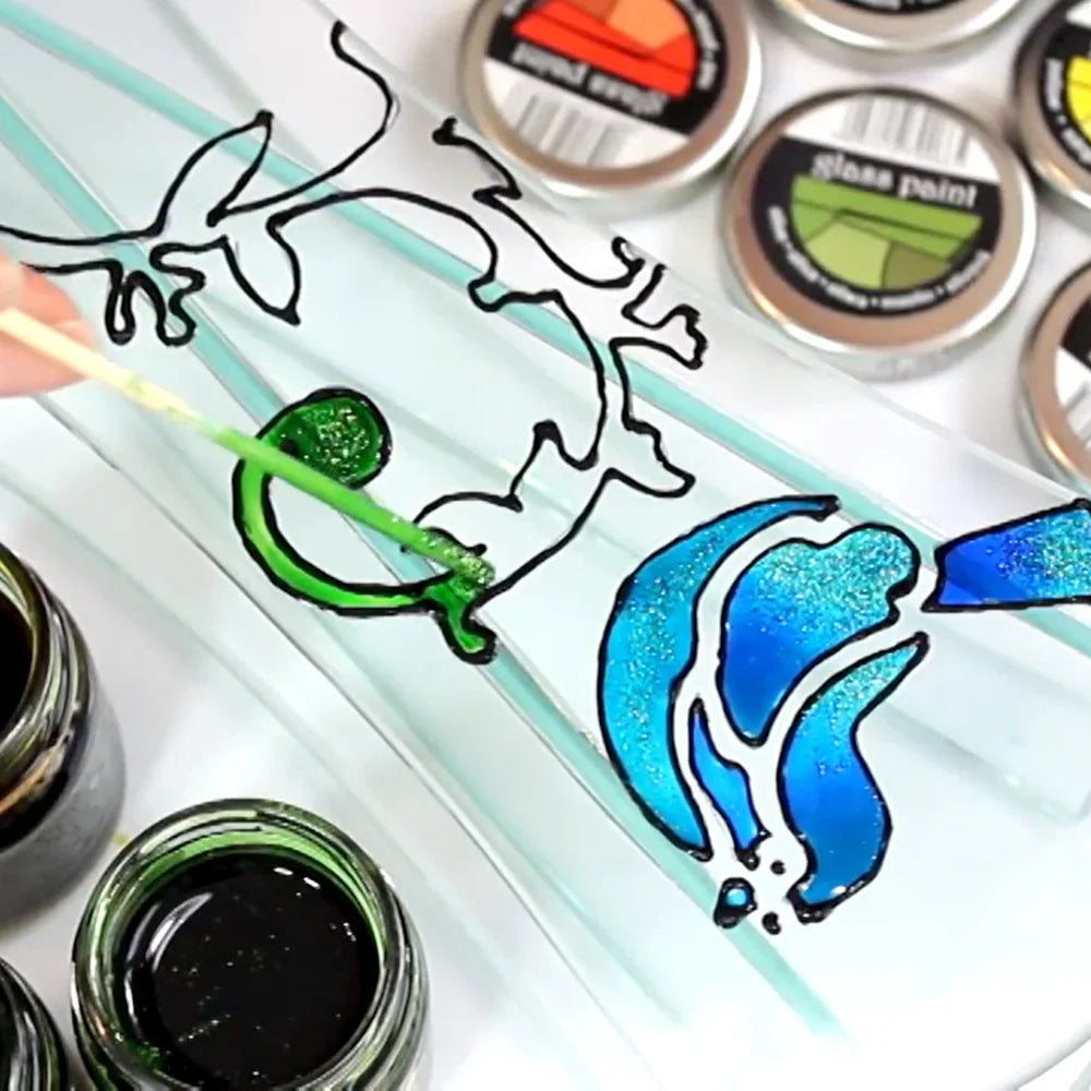 Pentart Glasfarbe 30ml - regenbogen glitter - Bastelschachtel