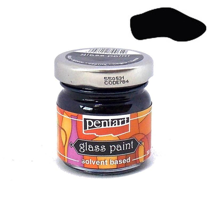 Pentart Glasfarbe 30ml - schwarz (deckend)