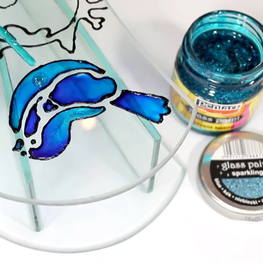 Pentart Glasfarbe 30ml - silber glitter - Bastelschachtel
