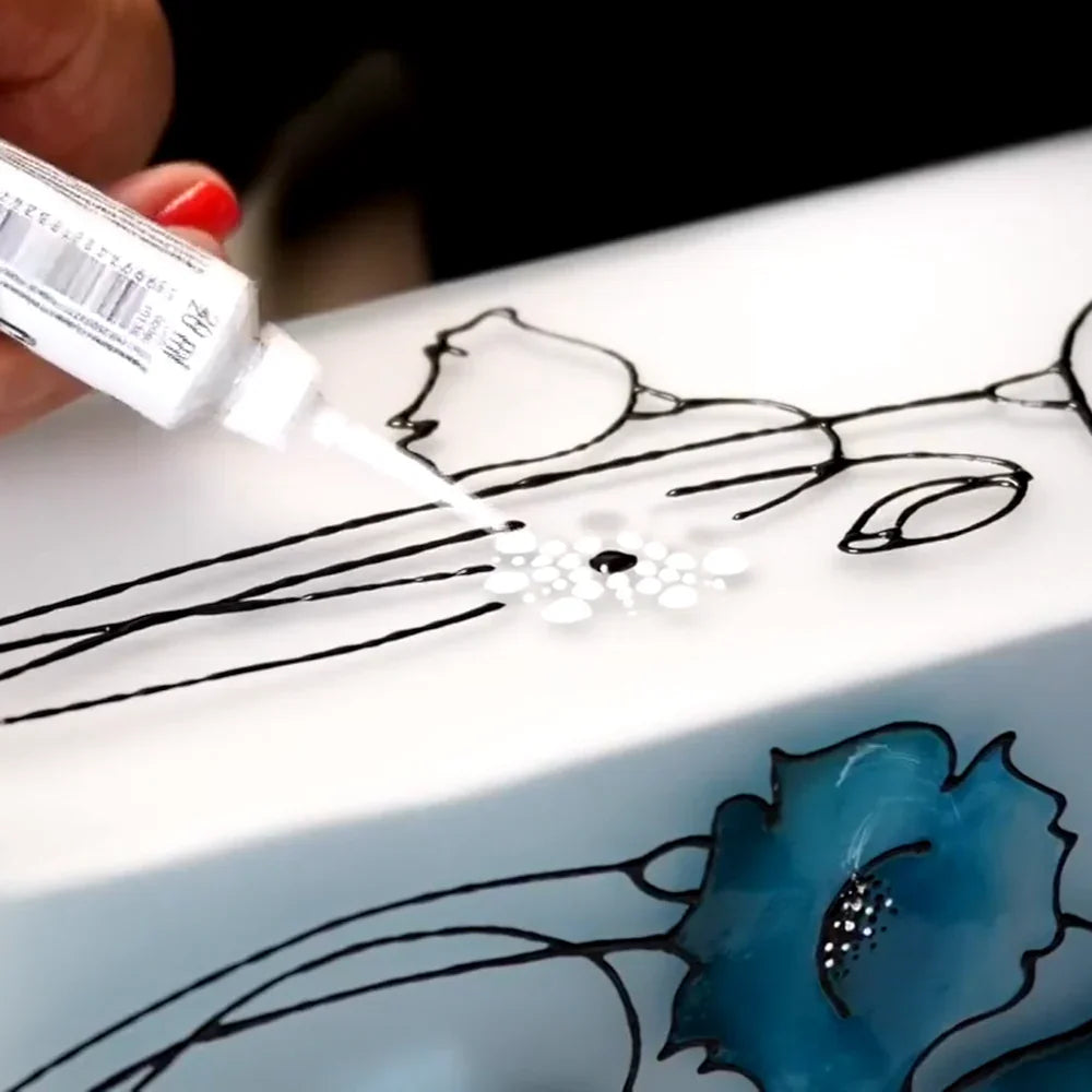 Pentart Glasfarbe 30ml - silber glitter - Bastelschachtel