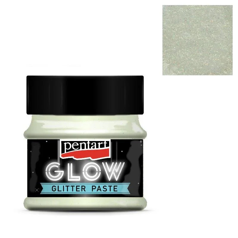 Pentart Glitterpaste glow in the dark 50ml - regenbogen grün - Bastelschachtel