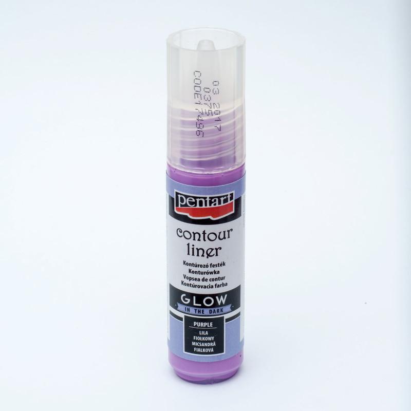 Pentart Konturenfarbe Glow in the dark 20ml - lila - Bastelschachtel
