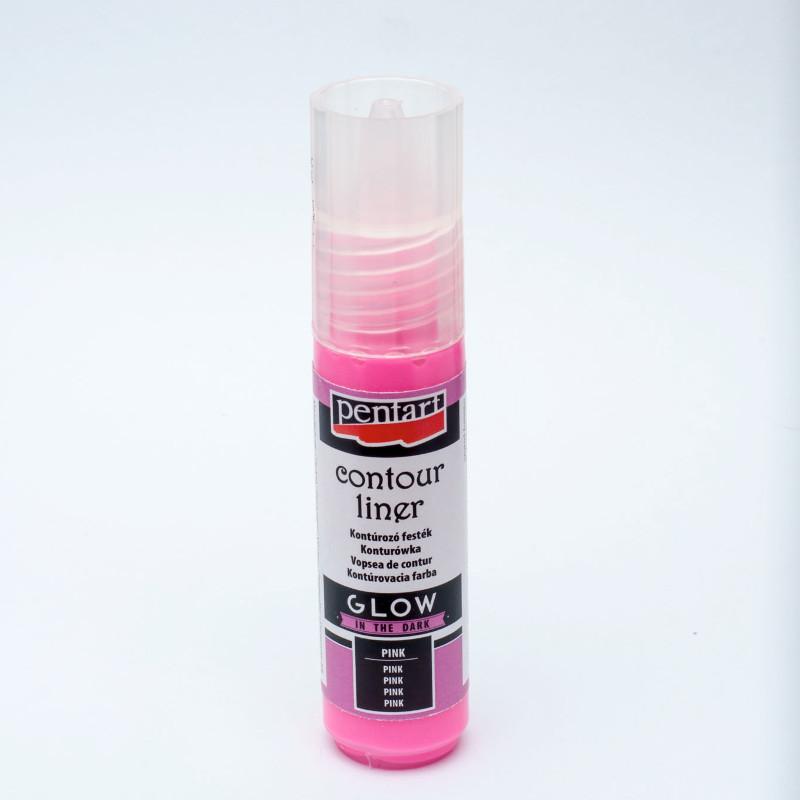 Pentart Konturenfarbe Glow in the dark 20ml - pink - Bastelschachtel
