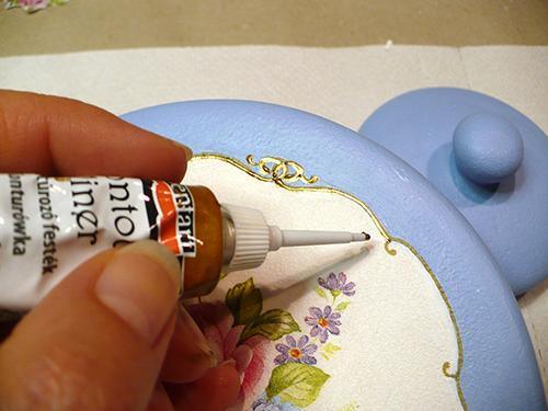 Pentart Konturenfarbe universell - minze glitter - Bastelschachtel