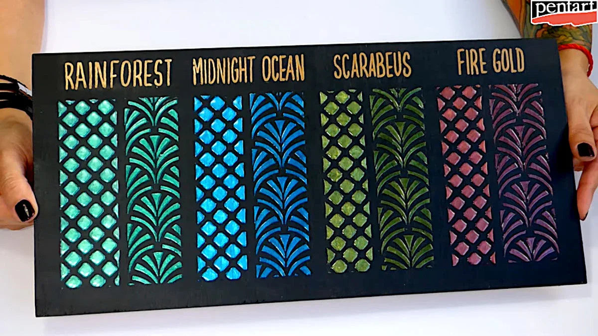 Pentart Rub-on Pigment chamäleon - rainforest - Bastelschachtel