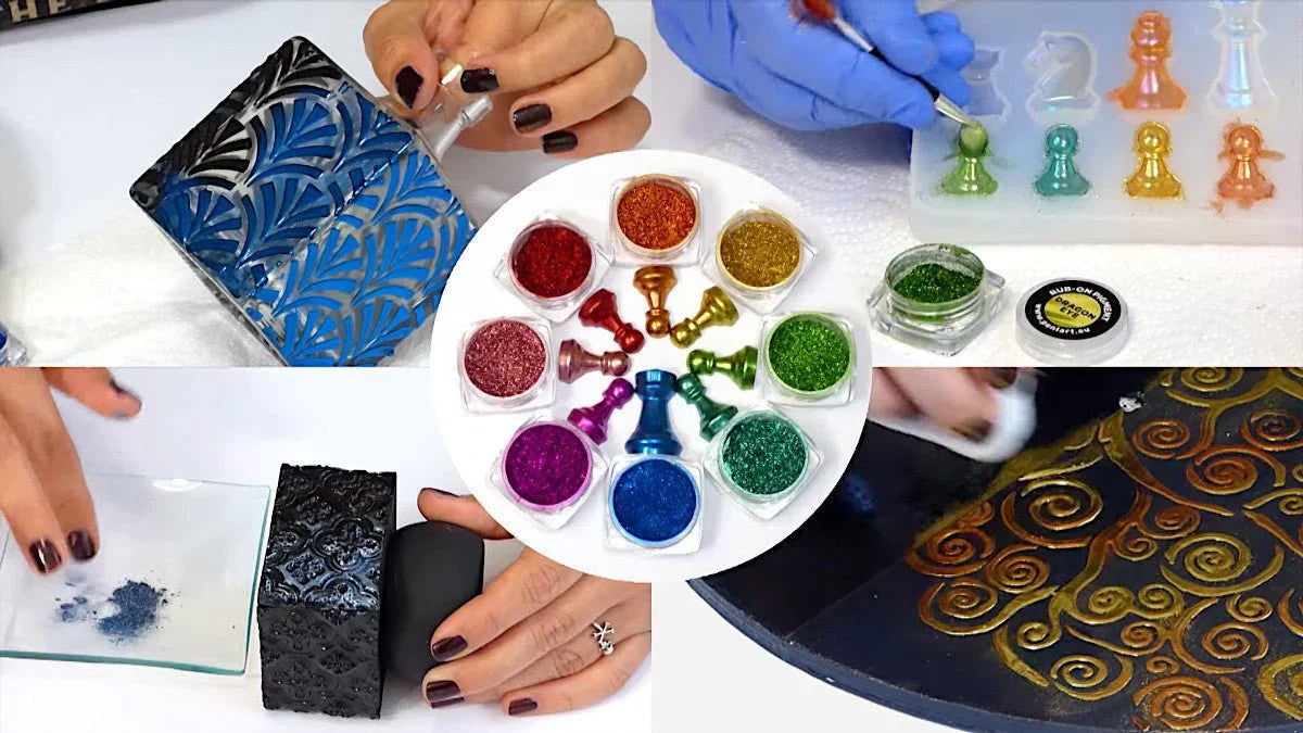 Pentart Rub-on Pigment Chrome - magenta - Bastelschachtel