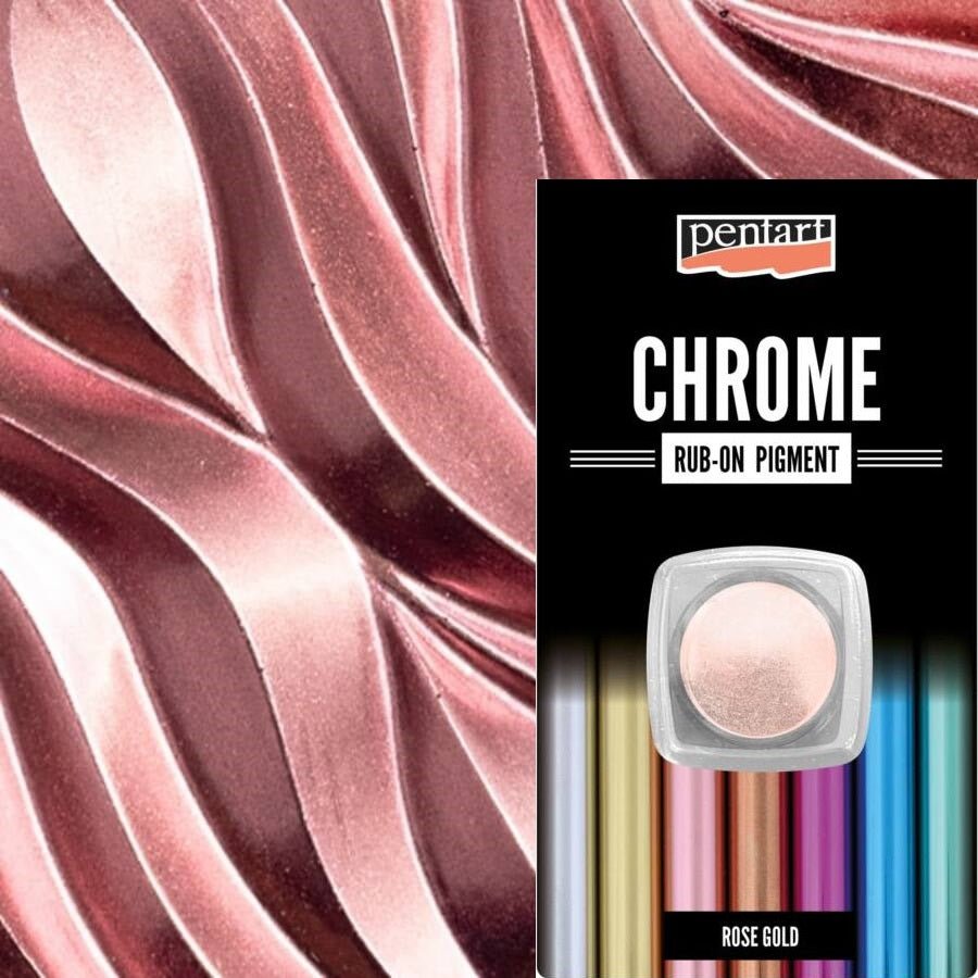 Pentart Rub-on Pigment Chrome - rose gold - Bastelschachtel