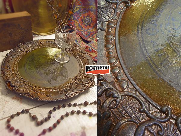 Pentart Sparkling gel 50ml - braun-gold - Bastelschachtel