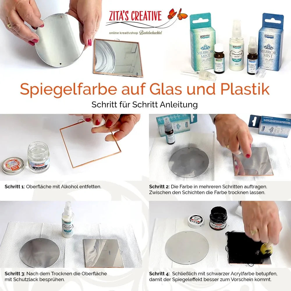 Pentart Spiegelfarbe auf Glas im Set - Bastelschachtel