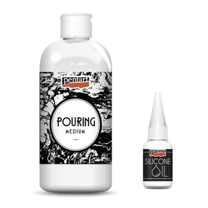 Pouring Medium - Gießmedium 500ml + Silikon Öl 20ml - Bastelschachtel - Pouring Medium - Gießmedium 500ml + Silikon Öl 20ml