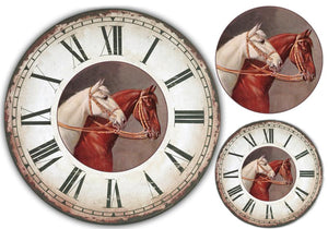 Reispapier 32x45cm - Clock with horse - Bastelschachtel - Reispapier 32x45cm - Clock with horse