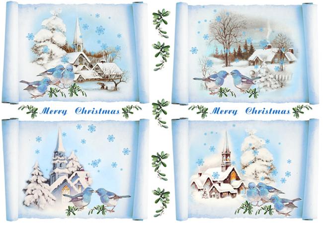 Reispapier 32x45cm - Little birds are dining - Bastelschachtel