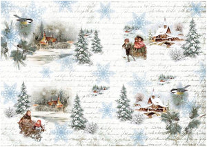 Reispapier 32x45cm - Winter afternoon moments - Bastelschachtel - Reispapier 32x45cm - Winter afternoon moments