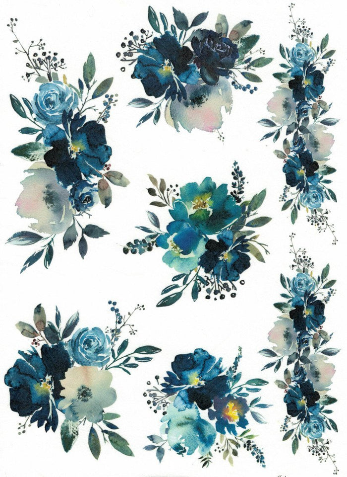 Reispapier A3 - Blue flowers