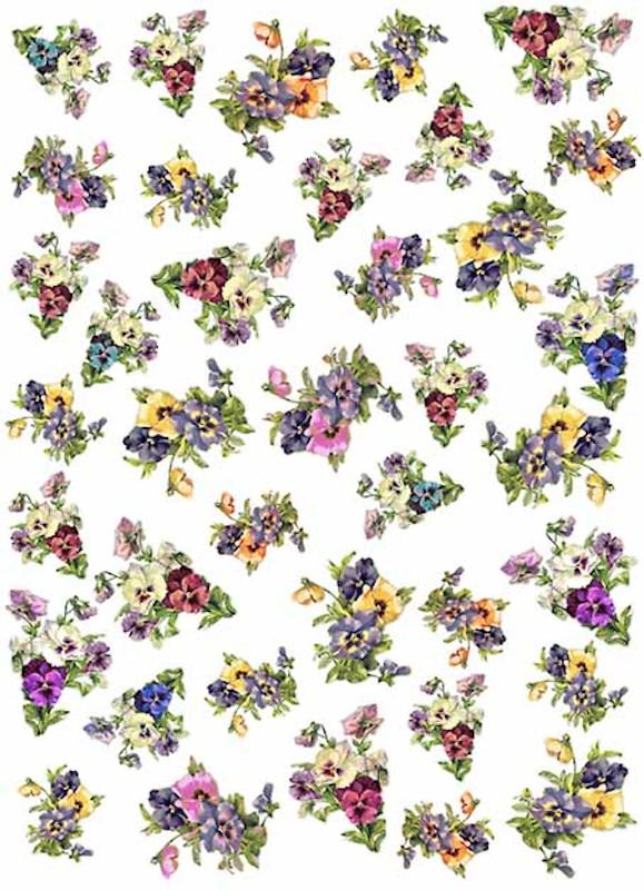 Reispapier A3 - Bunch of pansy - Bastelschachtel - Reispapier A3 - Bunch of pansy