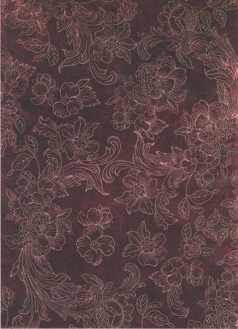 Reispapier A3 - Flower silhouette bordeaux - Bastelschachtel