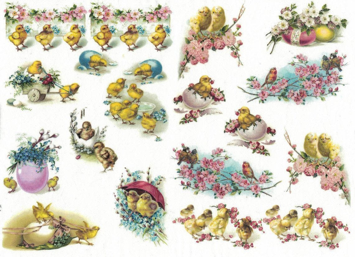 Reispapier A3 - Little easter chicks - Bastelschachtel