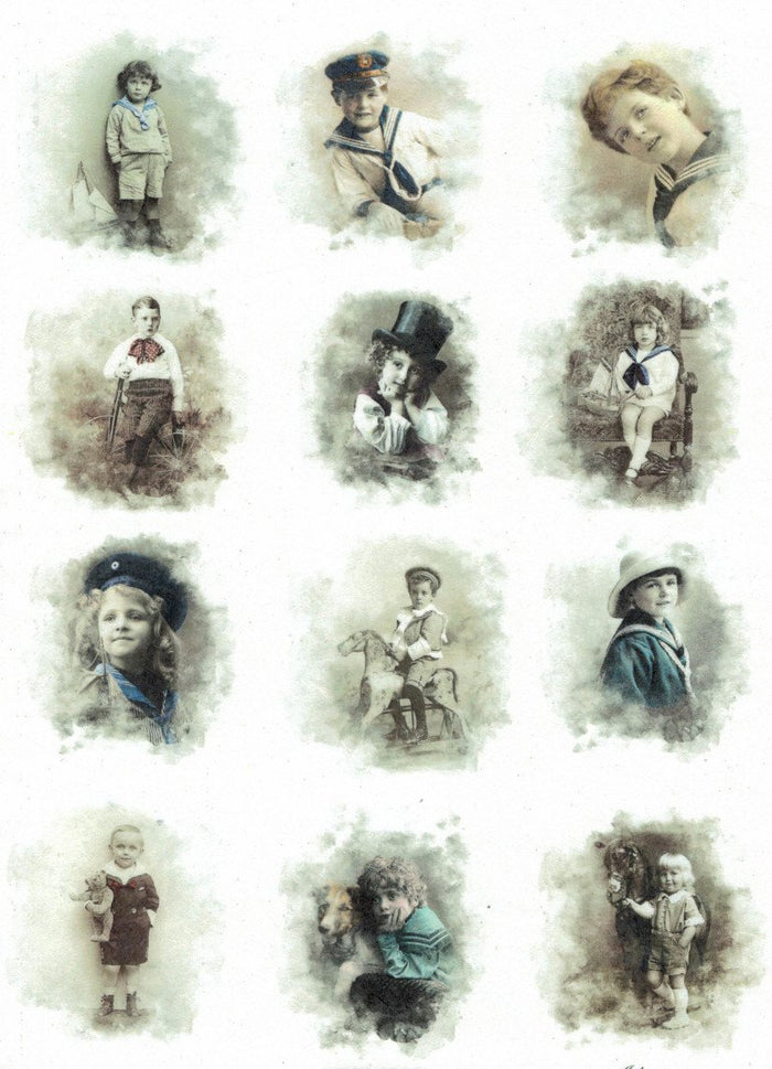 Reispapier A3 - Miniature old portraits boys