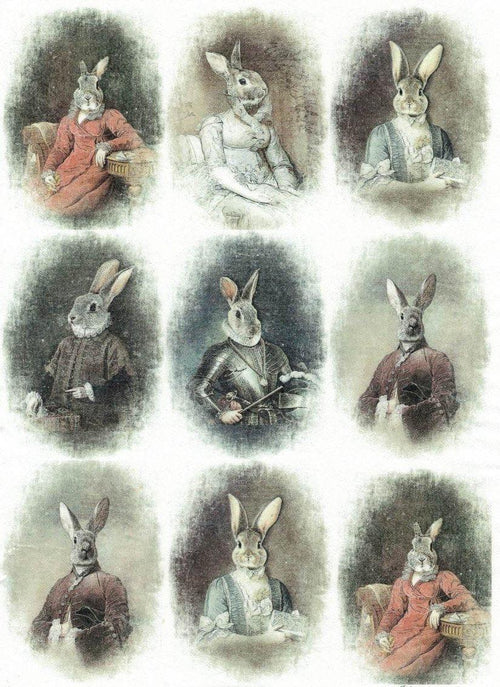 Reispapier A3 - Rabbit aristocrats small - Bastelschachtel