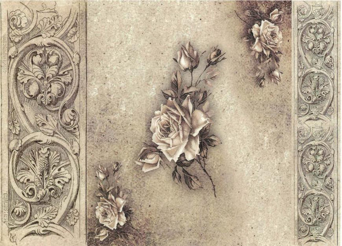 Reispapier A3 - Rose in beige