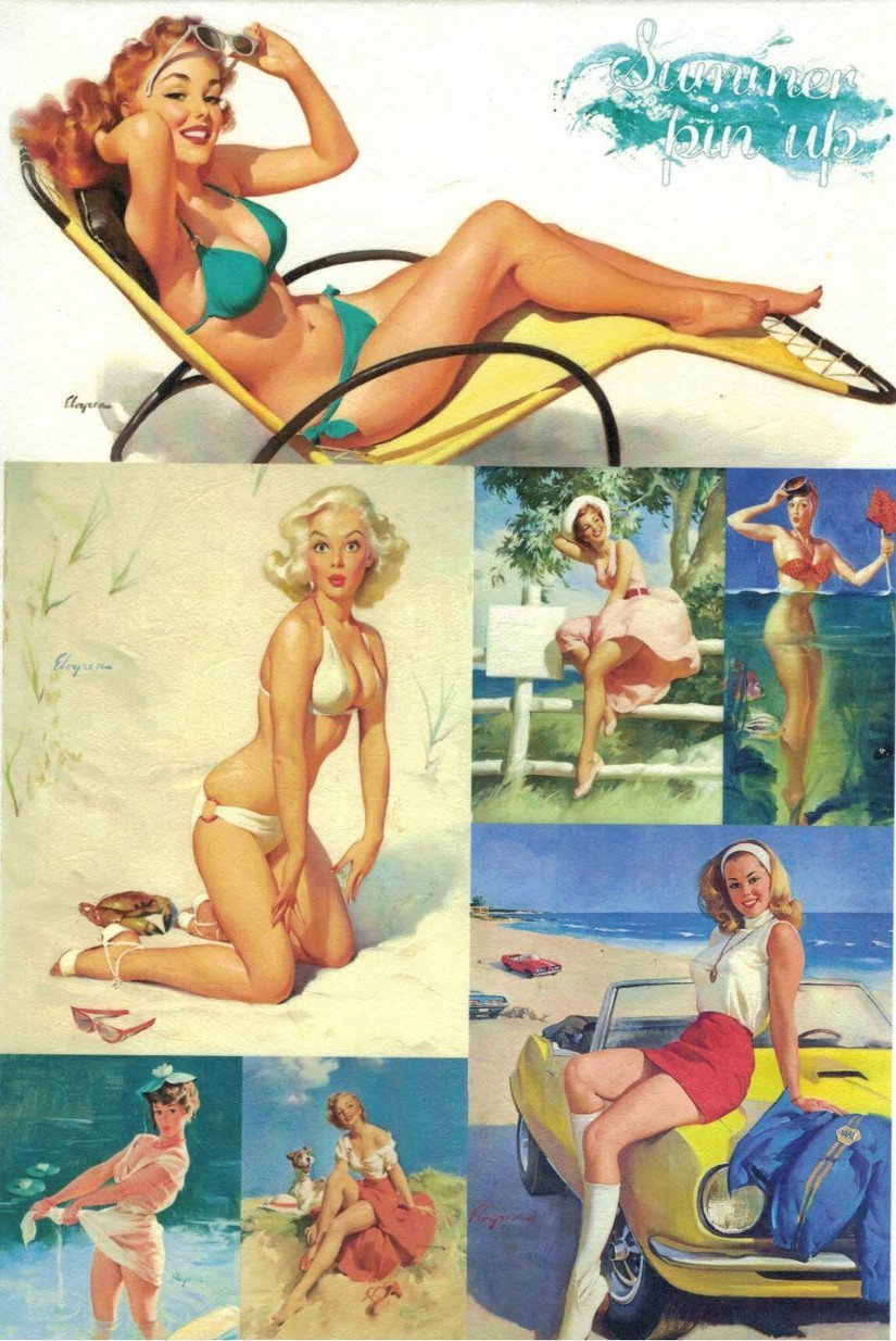 Reispapier A3 - Summer pin up - Bastelschachtel