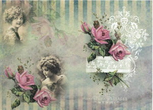Reispapier A3 - Vintage portrait 2. - Bastelschachtel - Reispapier A3 - Vintage portrait 2.