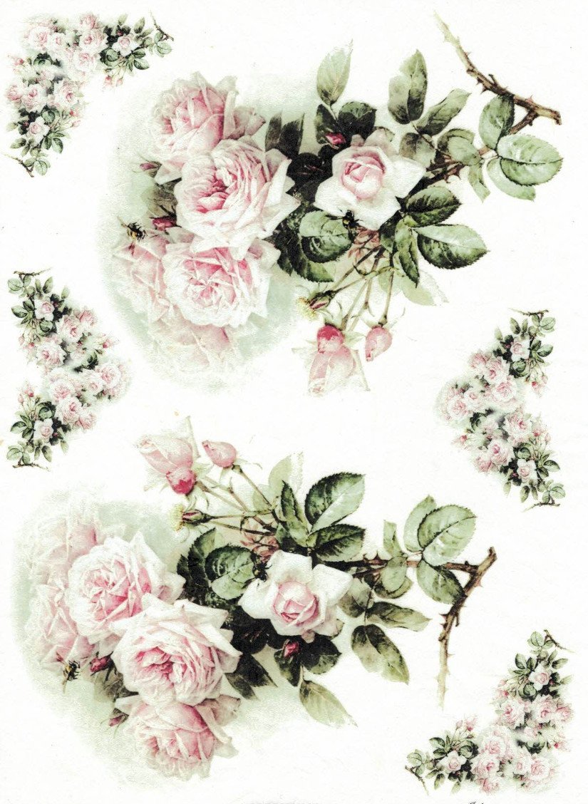 Reispapier A4 - Antik Rosenstrauss - Bastelschachtel