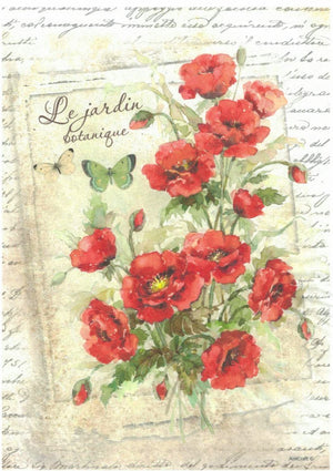 Reispapier A4 - Bouquet of poppies - Bastelschachtel - Reispapier A4 - Bouquet of poppies