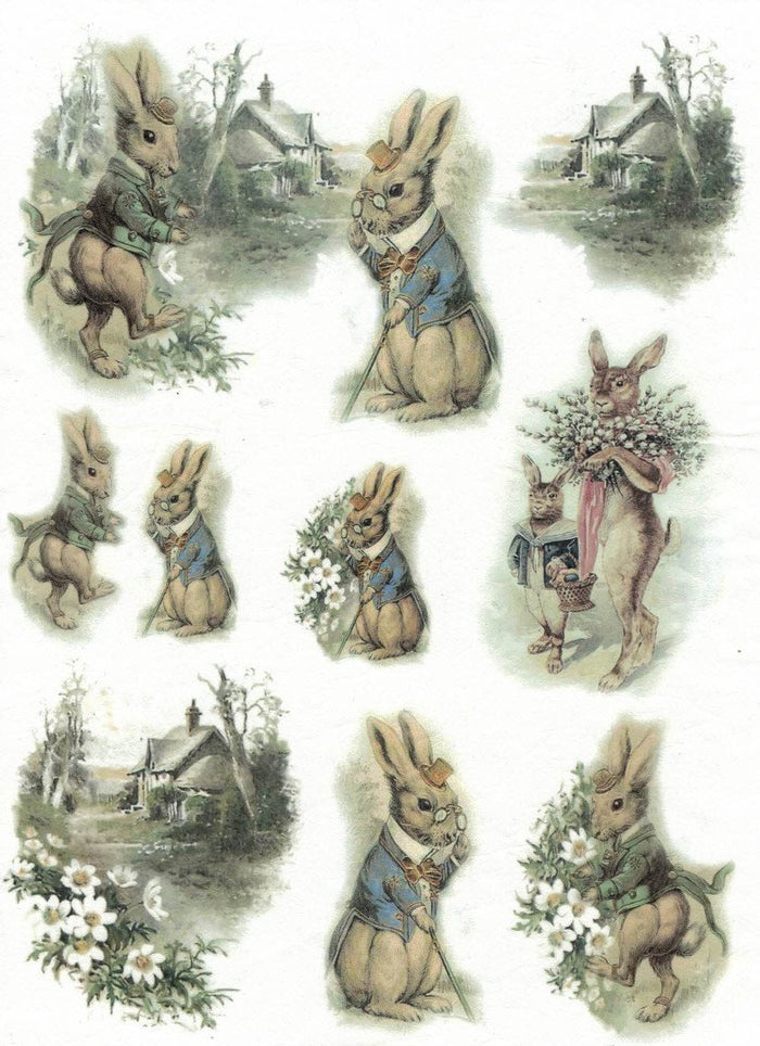Reispapier A4 - Bunny village