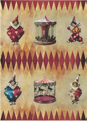 Reispapier A4 - Carnival clowns - Bastelschachtel - Reispapier A4 - Carnival clowns