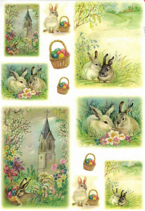 Reispapier A4 - Easter bunnies - Bastelschachtel - Reispapier A4 - Easter bunnies