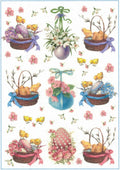 Reispapier A4 - Easter eggs with flowers - Bastelschachtel