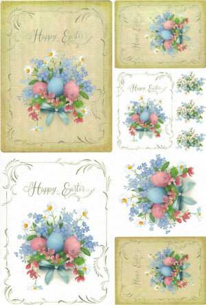 Reispapier A4 - Happy easter bouquet 1 - Bastelschachtel - Reispapier A4 - Happy easter bouquet 1