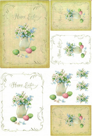 Reispapier A4 - Happy easter bouquet - Bastelschachtel - Reispapier A4 - Happy easter bouquet