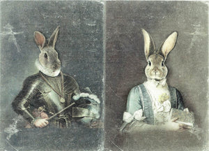Reispapier A4 - Knight Rabbit with wife - Bastelschachtel - Reispapier A4 - Knight Rabbit with wife