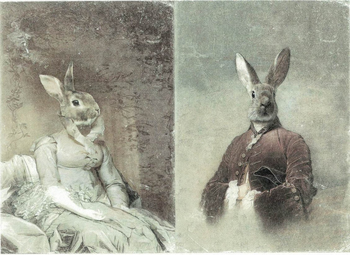 Reispapier A3 - Lady and Sir Rabbit