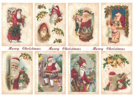 Reispapier A4 - Merry christmas with Santa - Bastelschachtel - Reispapier A4 - Merry christmas with Santa