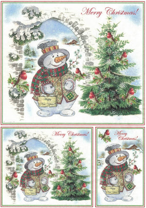 Reispapier A4 - Merry snowman - Bastelschachtel - Reispapier A4 - Merry snowman