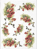 Reispapier A4 - Mohnblume mit Brombeere - Bastelschachtel