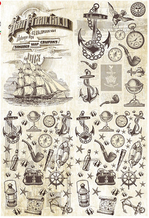Reispapier A4 - Old maritime objects - Bastelschachtel - Reispapier A4 - Old maritime objects