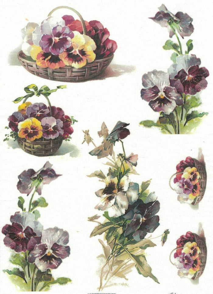 Reispapier A4 - Pansy basket