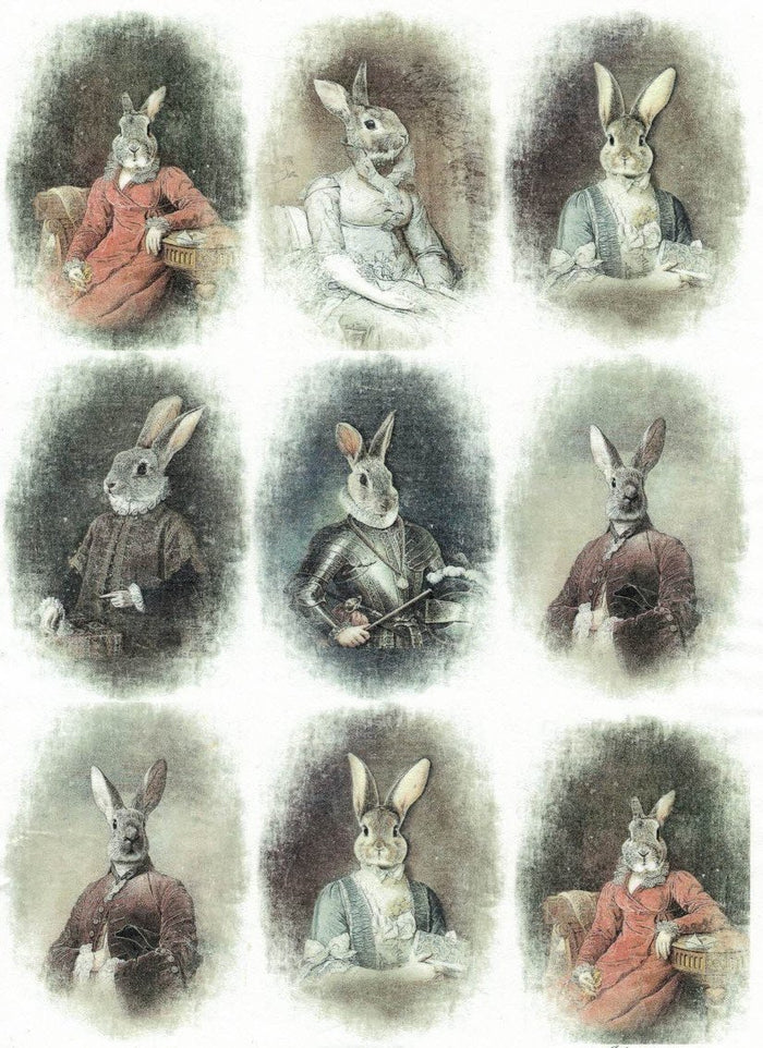 Reispapier A4 - Rabbit aristocrats small